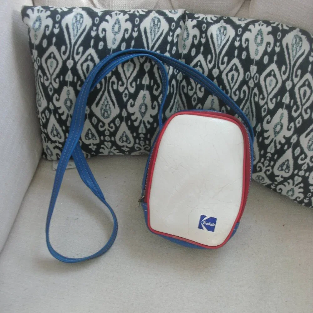 Collectible 70s Kodak Vinyl Camera Bag Red White Blue Retro Crossbody Bag Case